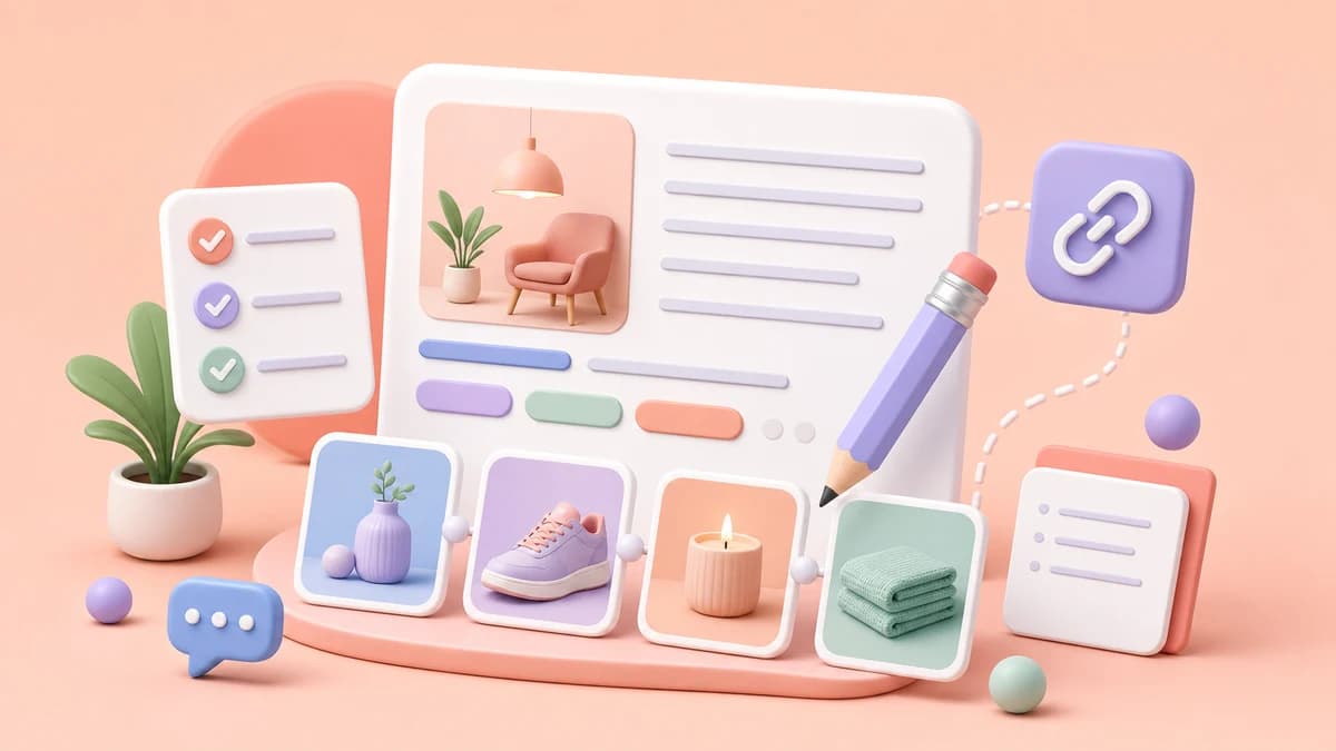Иллюстрация описаний Pinterest с текстовым блоком, чек-листом и ссылкой